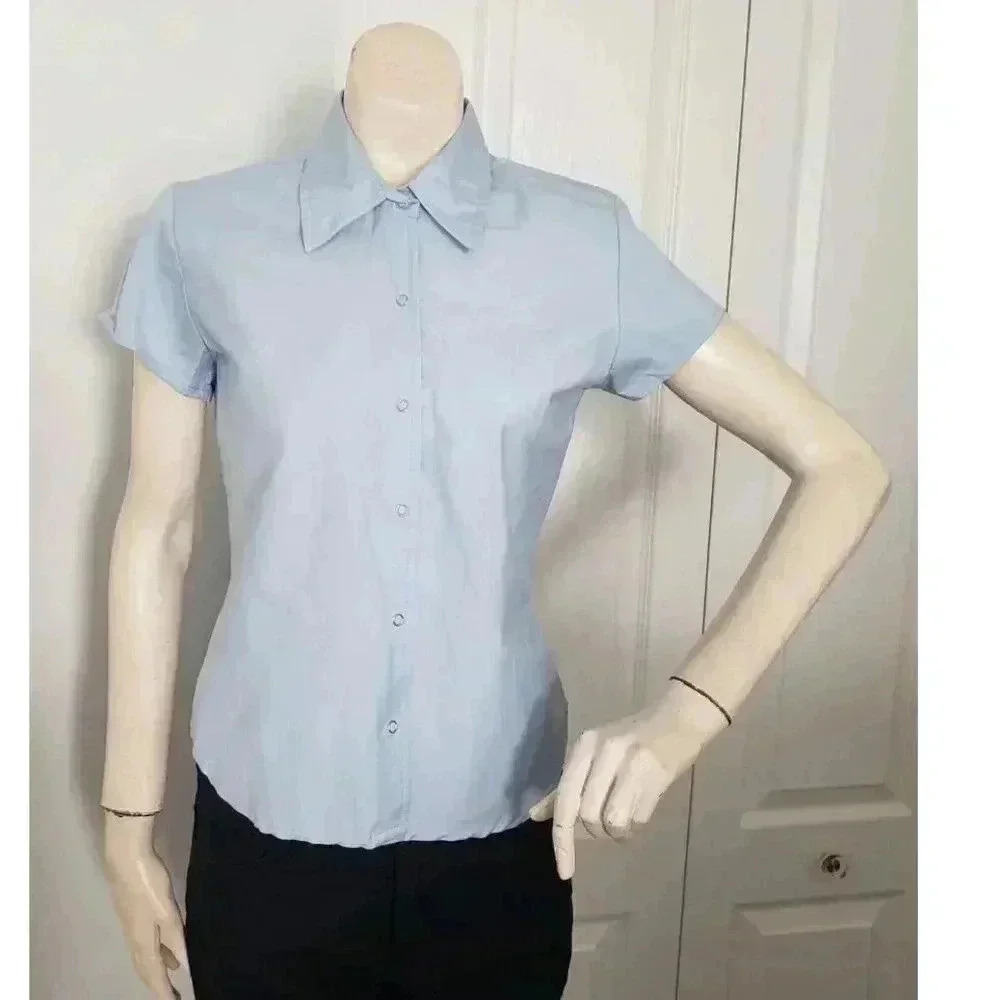 Bluenotes Baby blue snap button up short sleeve MEDIUM GUC